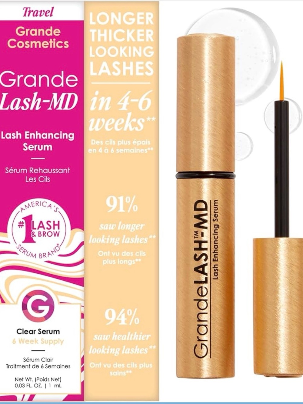 Grande Cosmetics GrandeLASH-MD Lash Enhancing Serum 1ML New & Sealed
